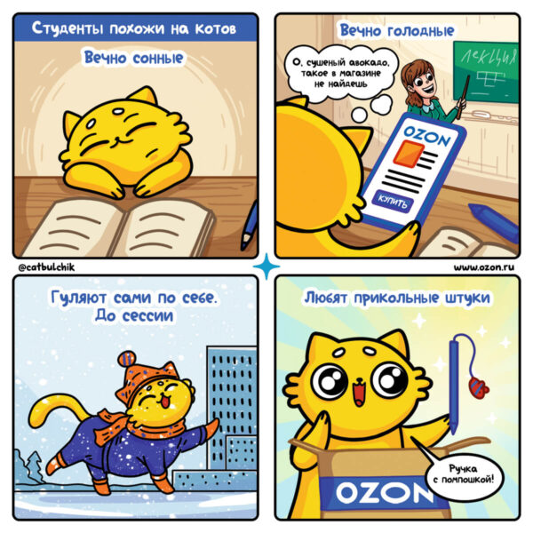 Комикс Кот Булчик: про студентов и котов